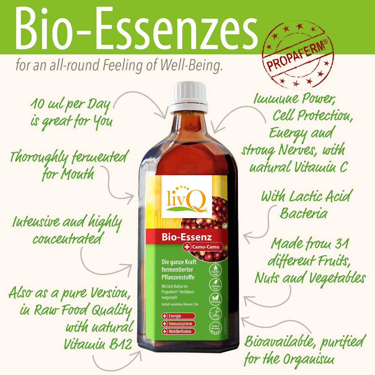livQ Bio-Essenz Camu-Camu, fermented + lactic acid bacteria + vitamin C