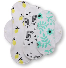 Wiederverwendbare Stoffmenstruationspolster 3 -Pack (S, M, L) - Weiße Flügel