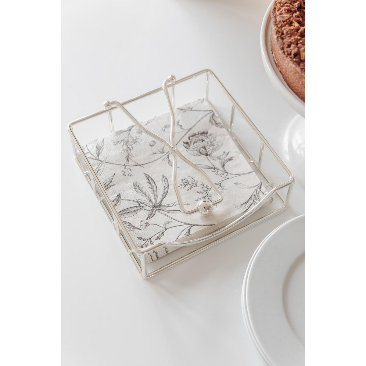 EDZARD napkin holder Atlas, for paper napkins, noble silver-plated, tarnish-protected, 19 x 19 cm