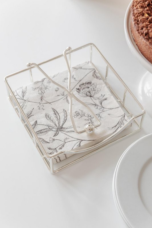 EDZARD napkin holder Atlas, for paper napkins, noble silver-plated, tarnish-protected, 19 x 19 cm