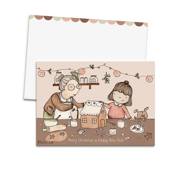 kaartje + envelop - Kerstkoekjes