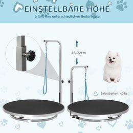 Trimming table for dogs, dog grooming table, foldable, pet grooming table with height-adjustable boom, slings, non-slip surface, shearing table up to 150 kg, 91.5 x 61.5 x 76 cm, black