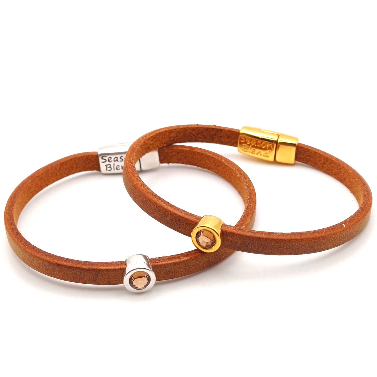 Shorty leather bracelet vintage cognac