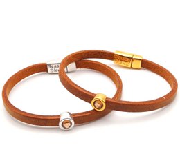 Shorty leather bracelet vintage cognac