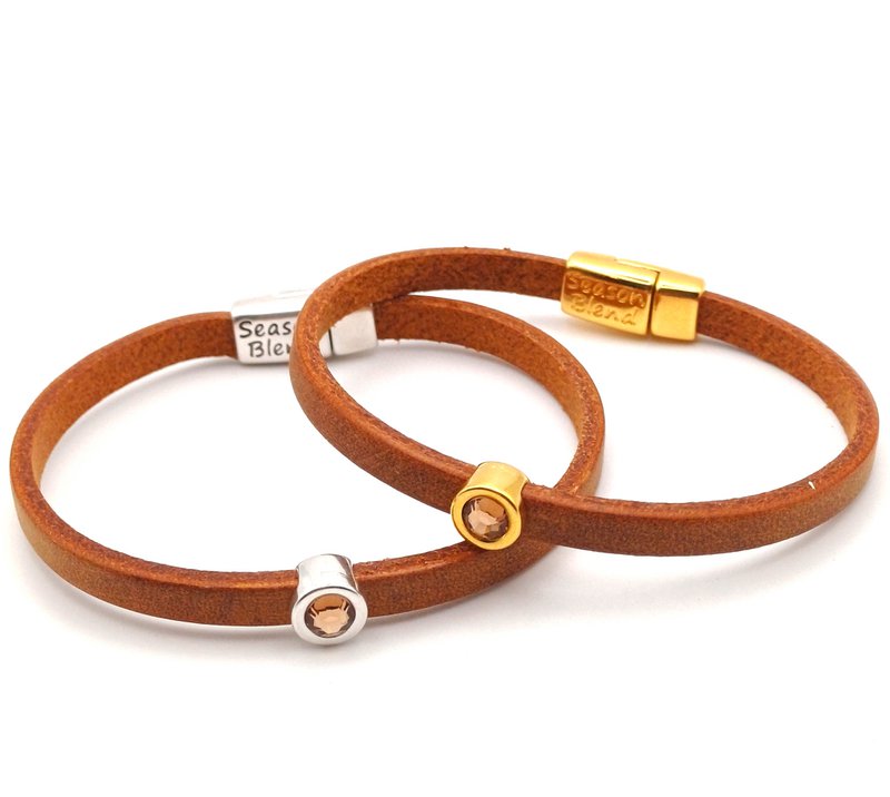 Shorty leather bracelet vintage cognac