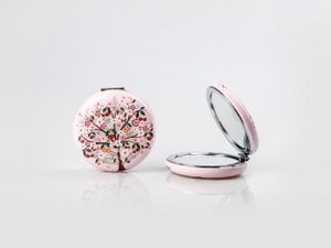 Pocket-sized Makeup Mirror - pink Tree of Life