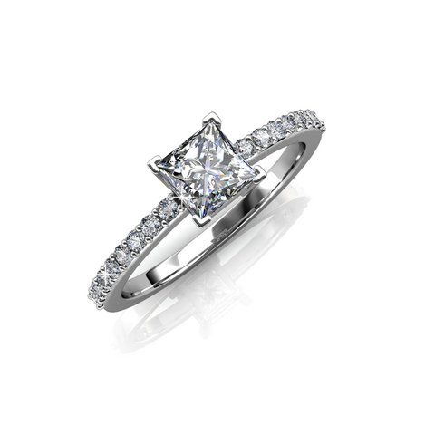 Bague Simple Square - Argenté et Cristal