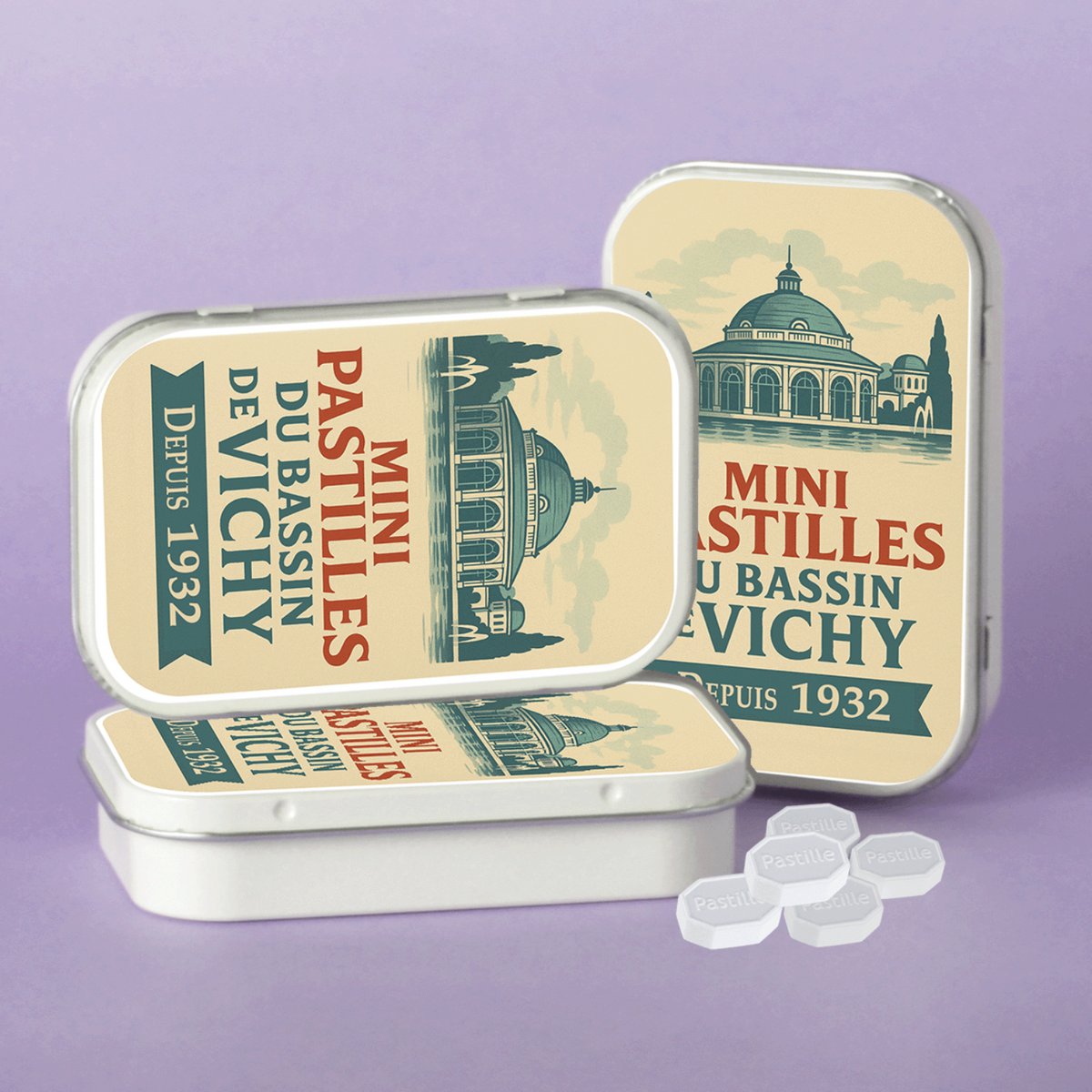 Retro -Sammlerpaket - Mini Vichy Pastilles seit 1932