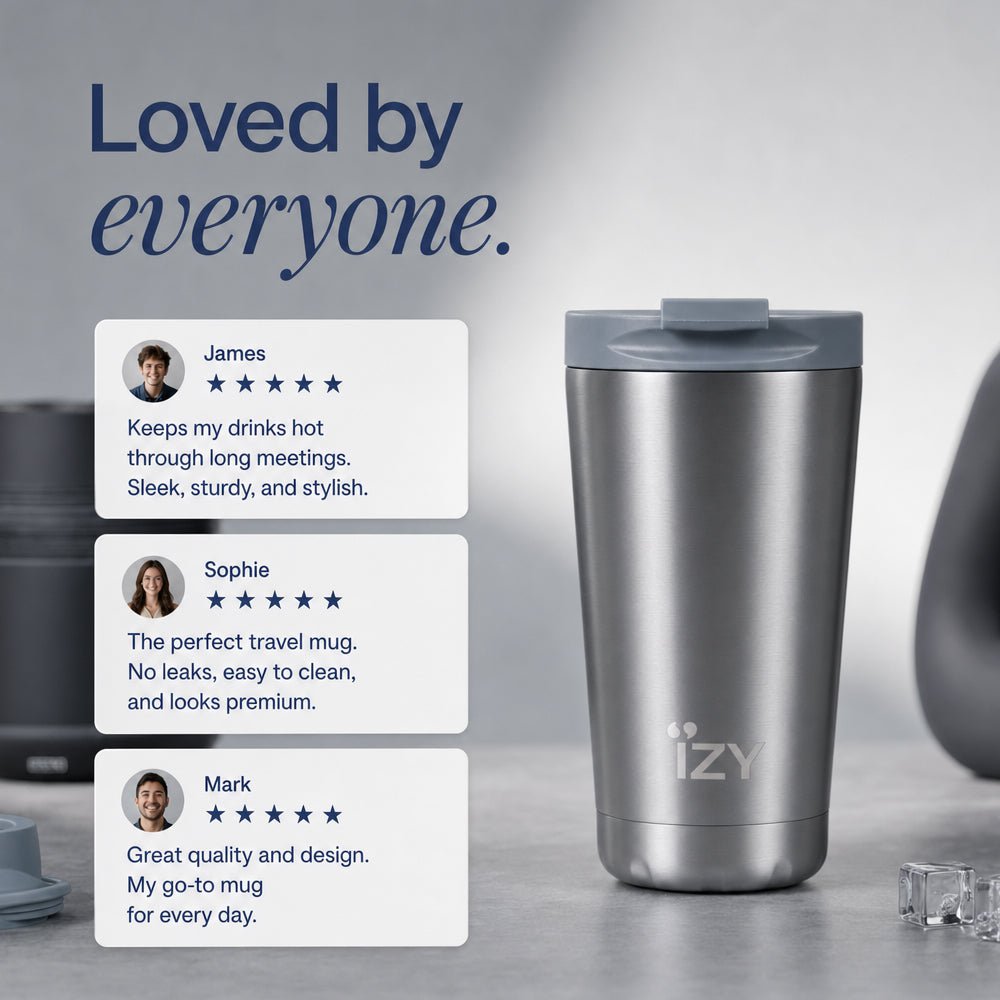 Izy Thermos Tasse - Silber - 350 ml to -go isolierter Kaffeetasse