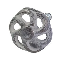  Round distressed door knob, gray metal, vintage style, decorative cutout design, antique finish hardware