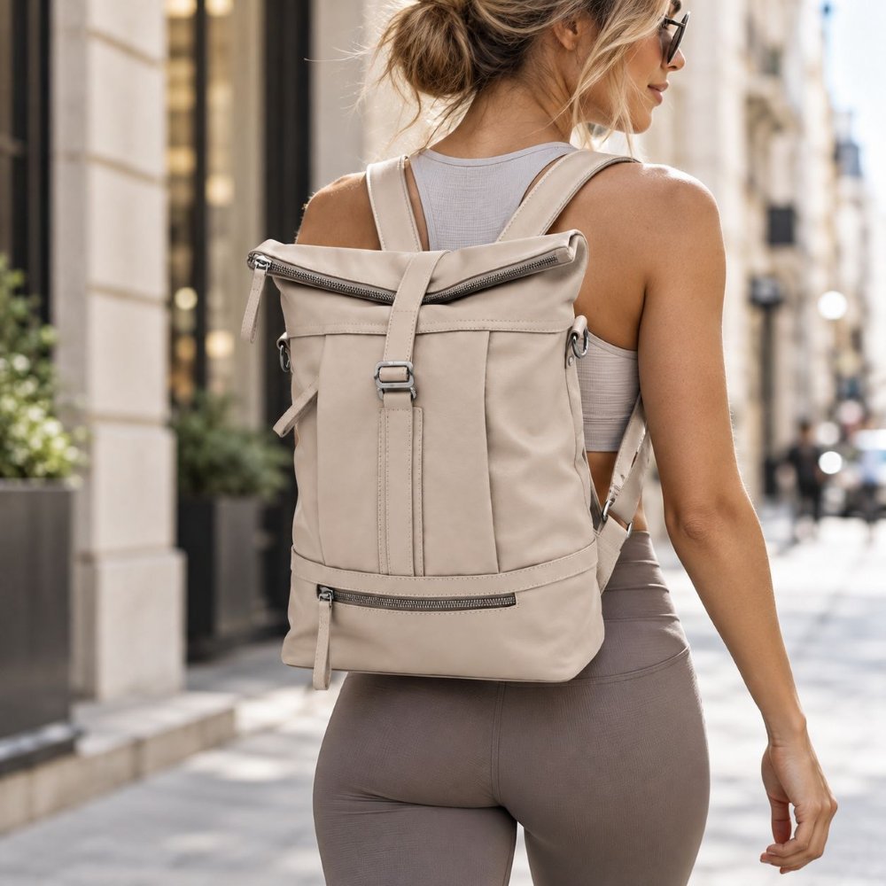 ROLLTOP BACKPACK Rucksack Leder mushroom