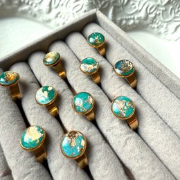 BLUE TIDE - Adjustable Water Green Ring in Handcrafted Steel