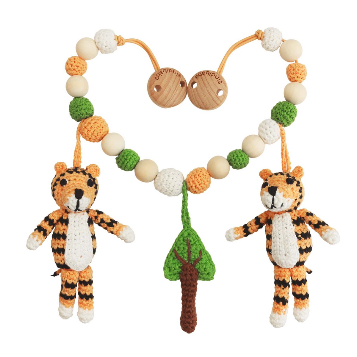 Cadena de ganchillo para cochecito Tigre TONI naranja