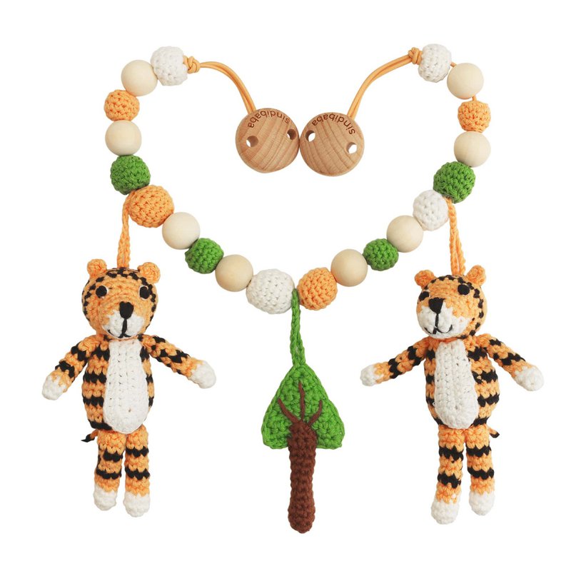 Cadena de ganchillo para cochecito Tigre TONI naranja