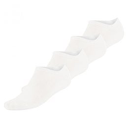 White bamboo no-show sneaker socks, 4 pairs, sizes 35-38, 39-42, 43-46.