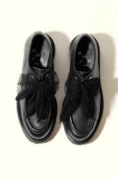 ODDA BLACK- Chaussures Wallabee à semelle épaisse avec lacets en tulle