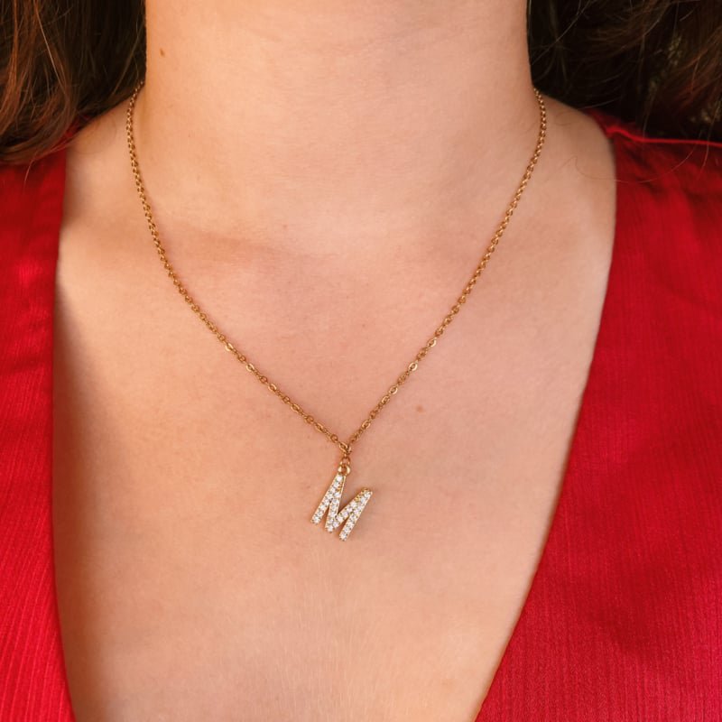 Letter ketting diamant - initiaal H - goud