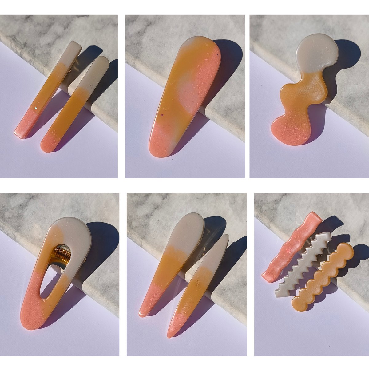 ⋒ RESIN HAIR CLIP PACK - NUDE (12 ITEMS) ⋒