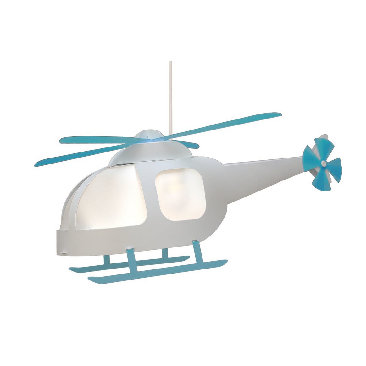 LAMPE SUSPENDUE ENFANT HÉLICOPTÈRE BLANC ET TURQUOISE