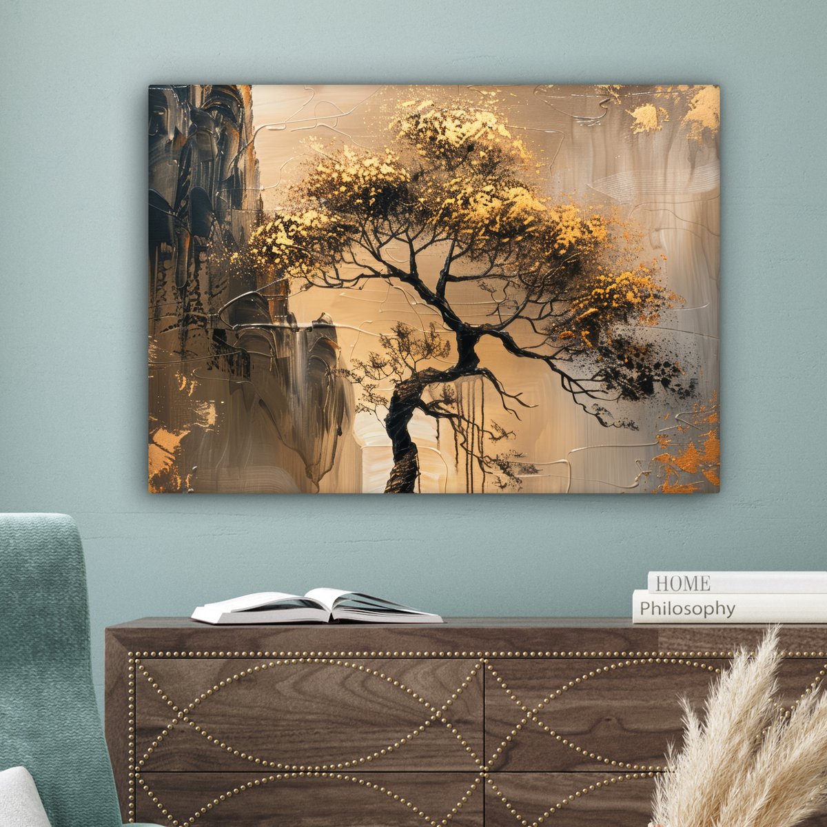 Peinture sur toile - décoration murale - or - paysage - peinture - décoration murale salon - décoration de chambre moderne - peintures abstraites