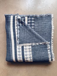 Muslin blanket - blue and white - 2.20 x 2.50 m