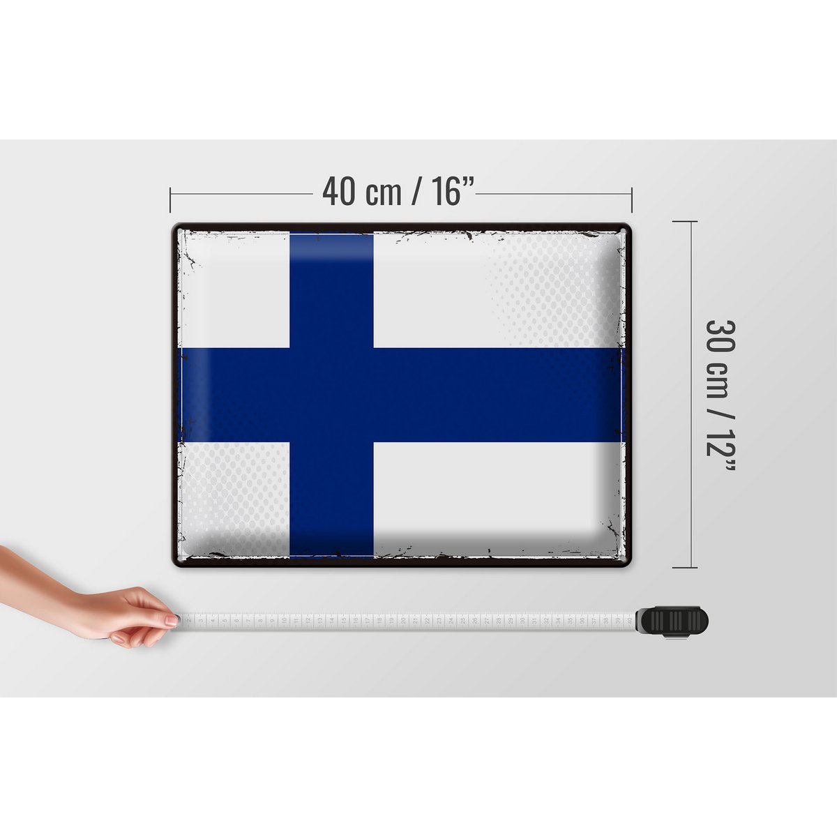 Tin Sign Flag Finland 40x30cm Retro Flag of Finland