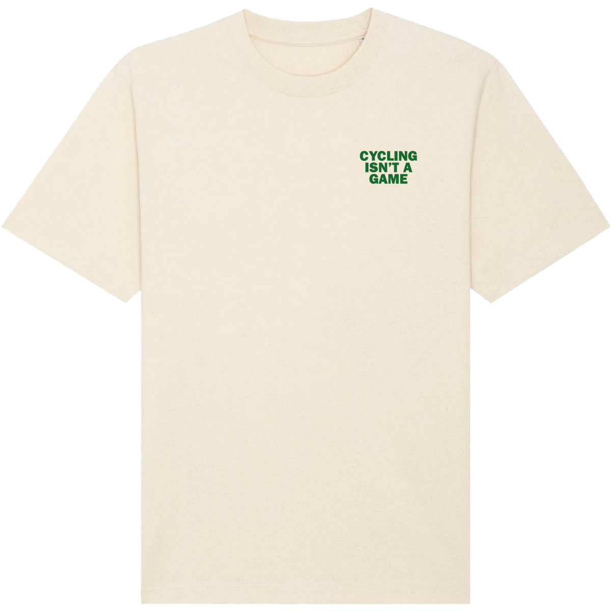 Kolarstwo to nie gra, oversize'owa koszulka rowerowa unisex (naturalna - zielona)