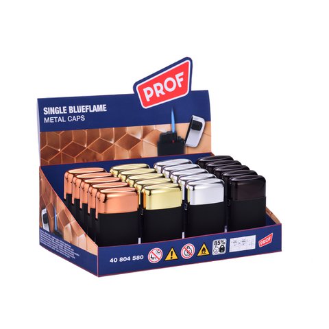 display of 20 Capsule lighters METAL CAP