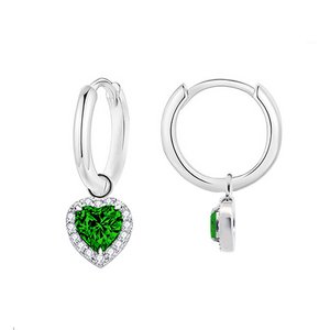 Heart Zircon Drop Hoop Earrings