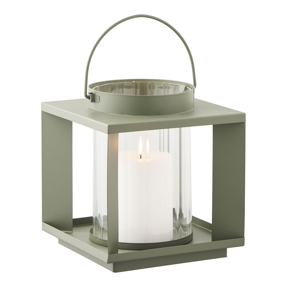 Lohals Lantern, glass/metal, green, 18x18x20,5 cm