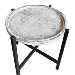 Side table Ø46xH45cm coffee table living room table round omaha metal frame old silver