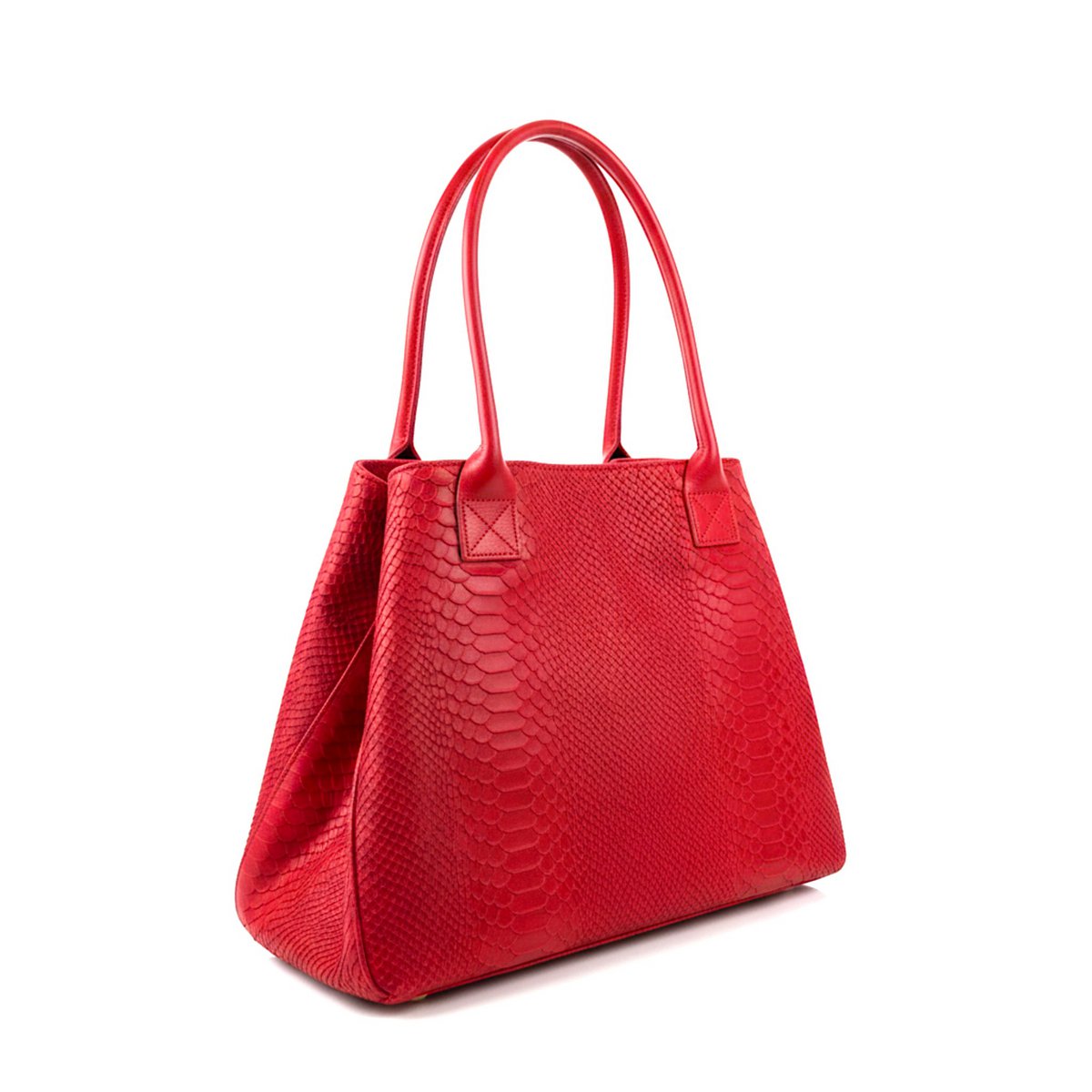 LOLA – Italiaanse leren tas met python-reliëf – Rood