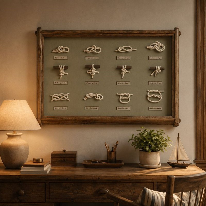 Marine knots painting in wooden frame 45 x 58 x 3 cm