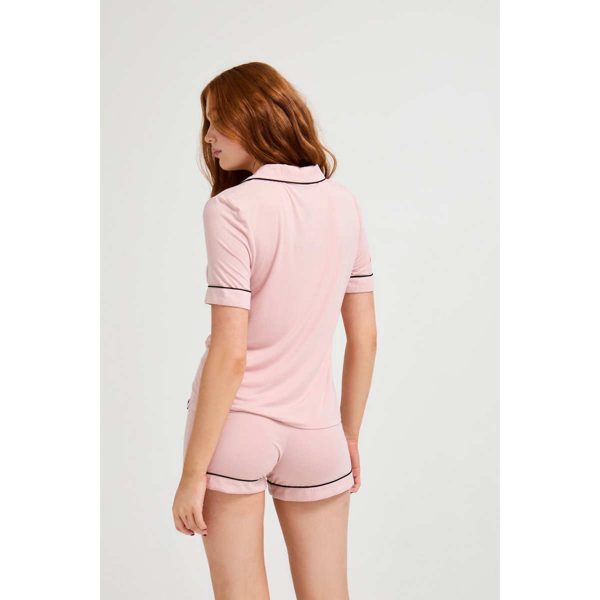 Camicia di bambù corta set in rosa