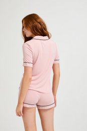 Camicia di bambù corta set in rosa