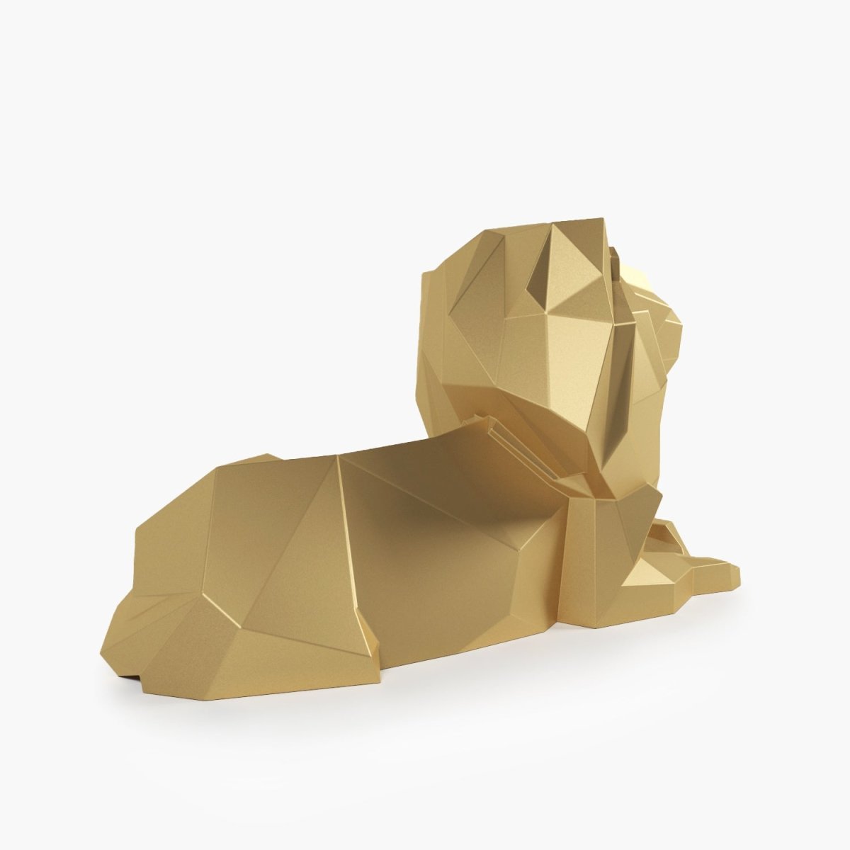 León dorado decorativo, estatuilla de origami de poliresina, Majestuoso