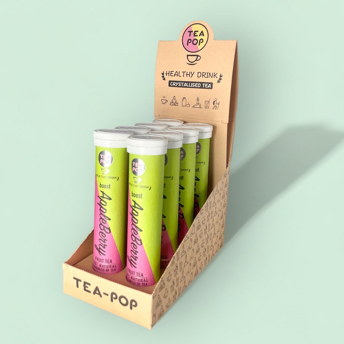 AppleBerry Tea-Pop, thé gourmand à infusion rapide (plateau de 8 tubes)