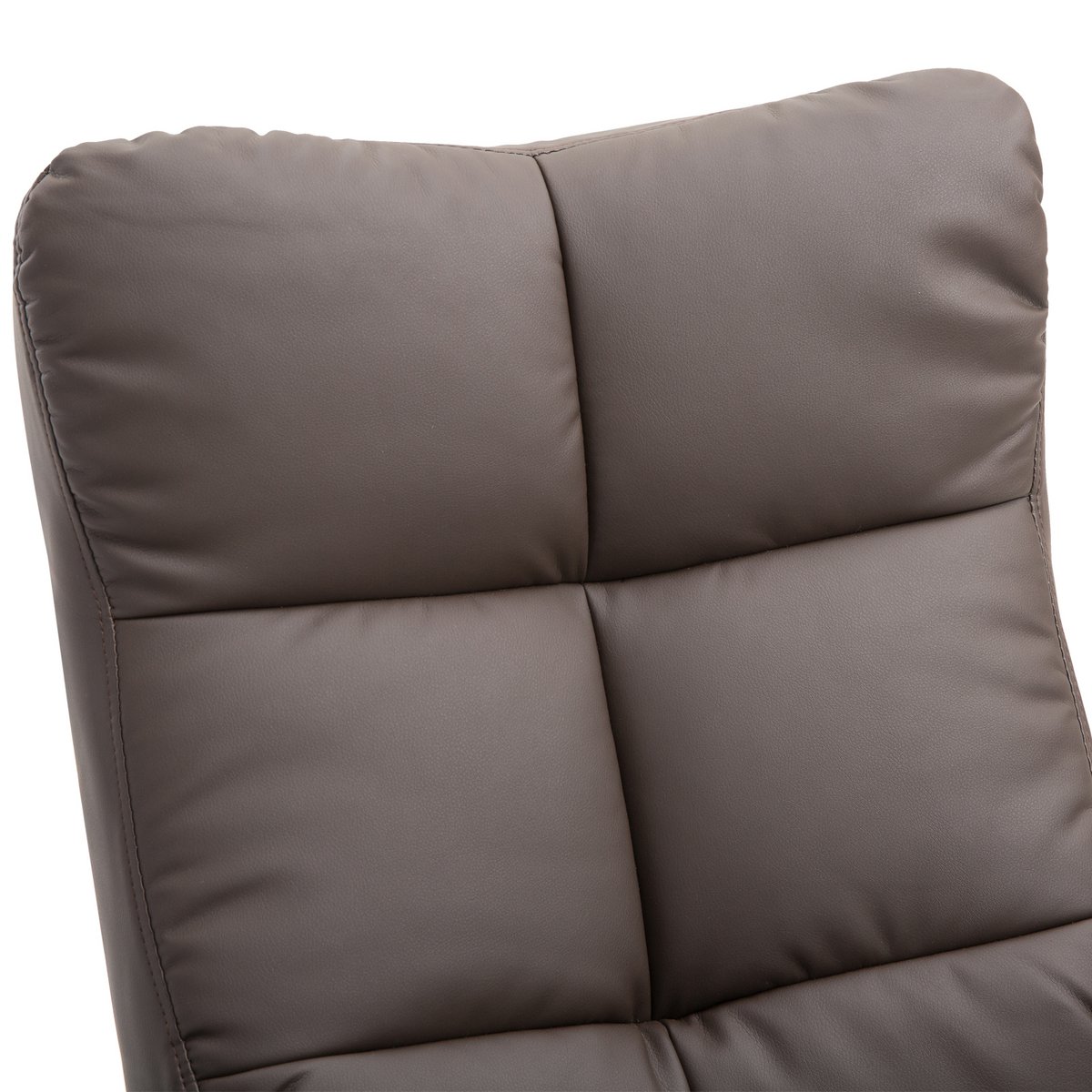 Relaxation chair with stool, 360° rotating TV chair with reclining function, reading chair for bedroom, living room, faux leather, brown