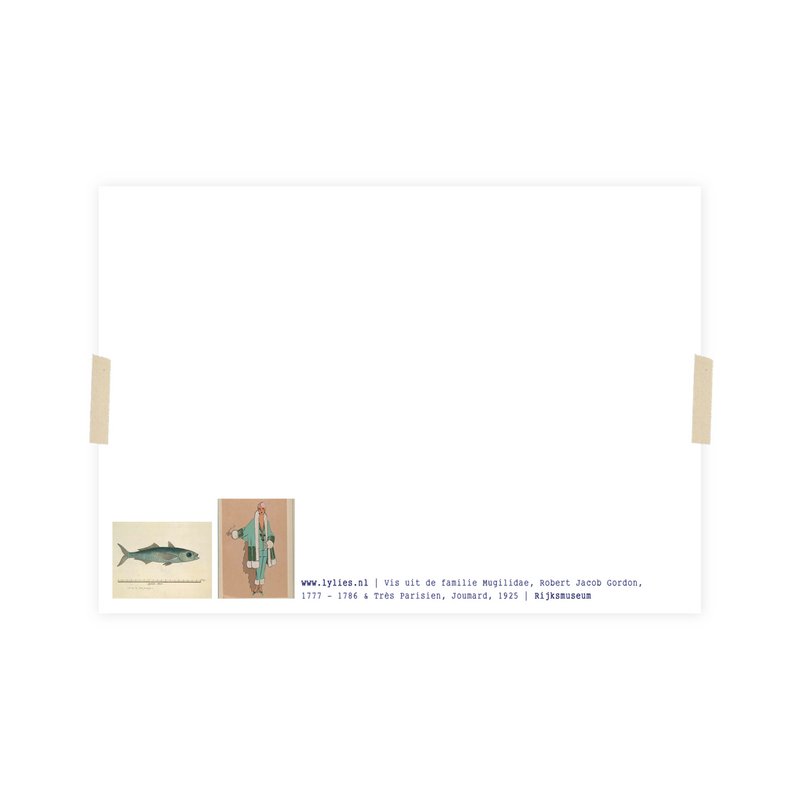 Postcard collage Museum-collectie - dame vis blauw