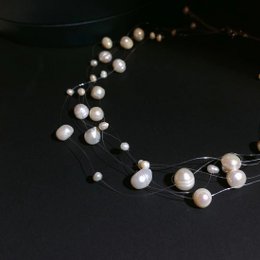 Süßwasserperlen, transparente Linie, Braut-Halsband