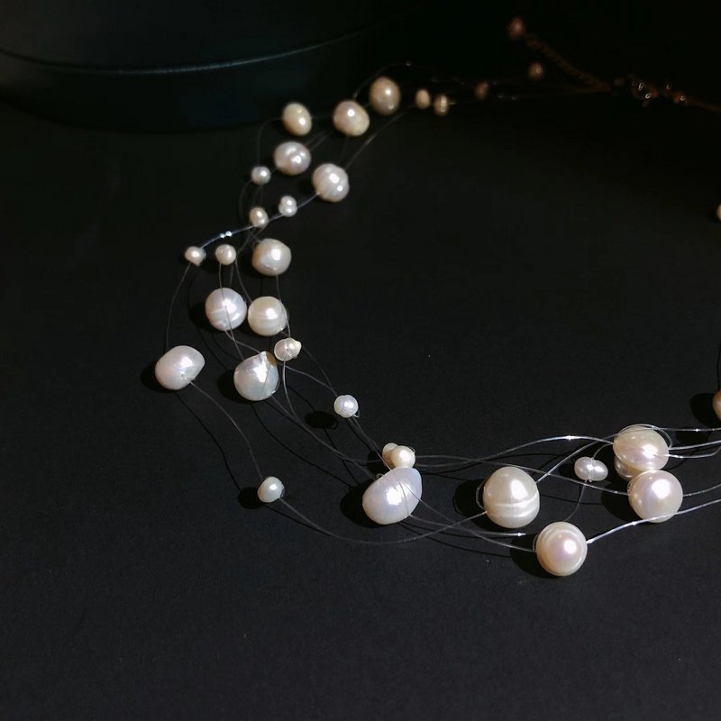 Süßwasserperlen, transparente Linie, Braut-Halsband