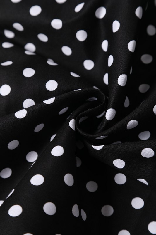 Stock UE May V-Neck 50-tych sukienki w stylu Black Polka Dot