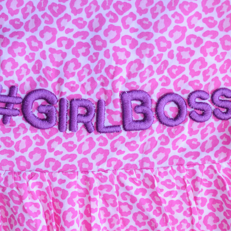 Zomerjurk %23GirlBoss ROZE leoprint viscose %23StatementFashion "The Message Dress"