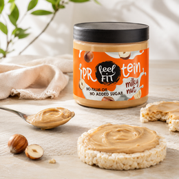 Feel FIT Protein Milky Nut Cream – Protein-Haselnuss-Milch-Aufstrich, ohne Zuckerzusatz, Keto, Low Carb, frei von Palmöl, 24 % Protein, 200 g