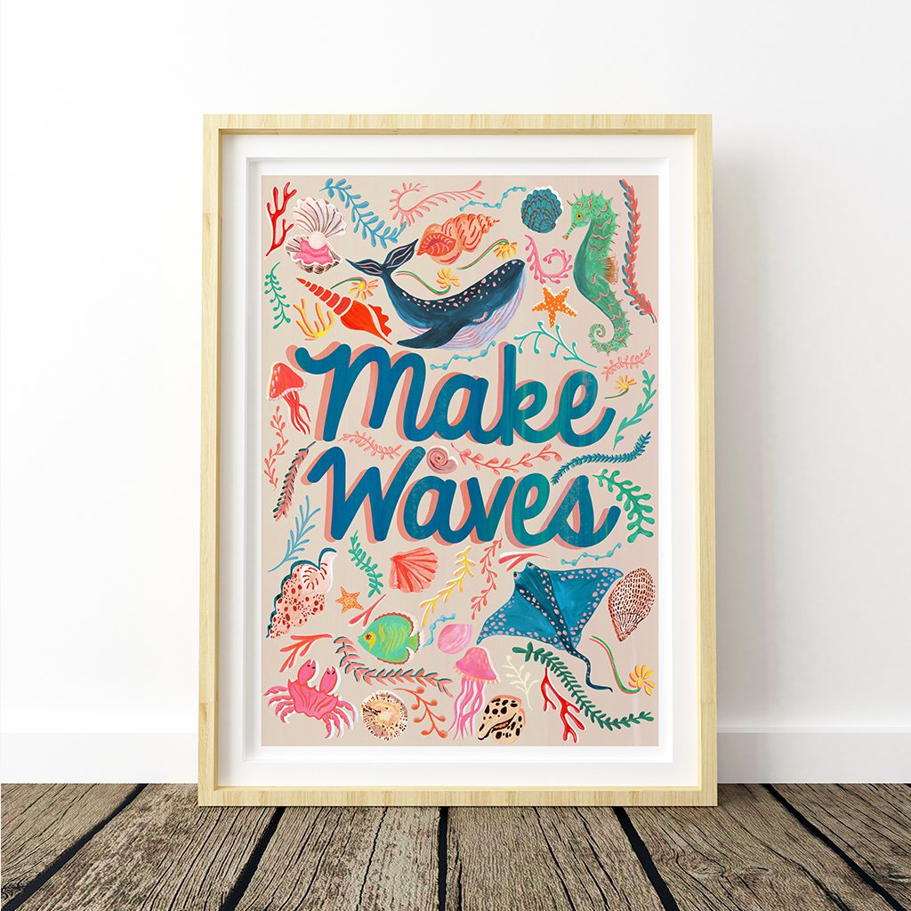 Make Waves Sea Life Art Print