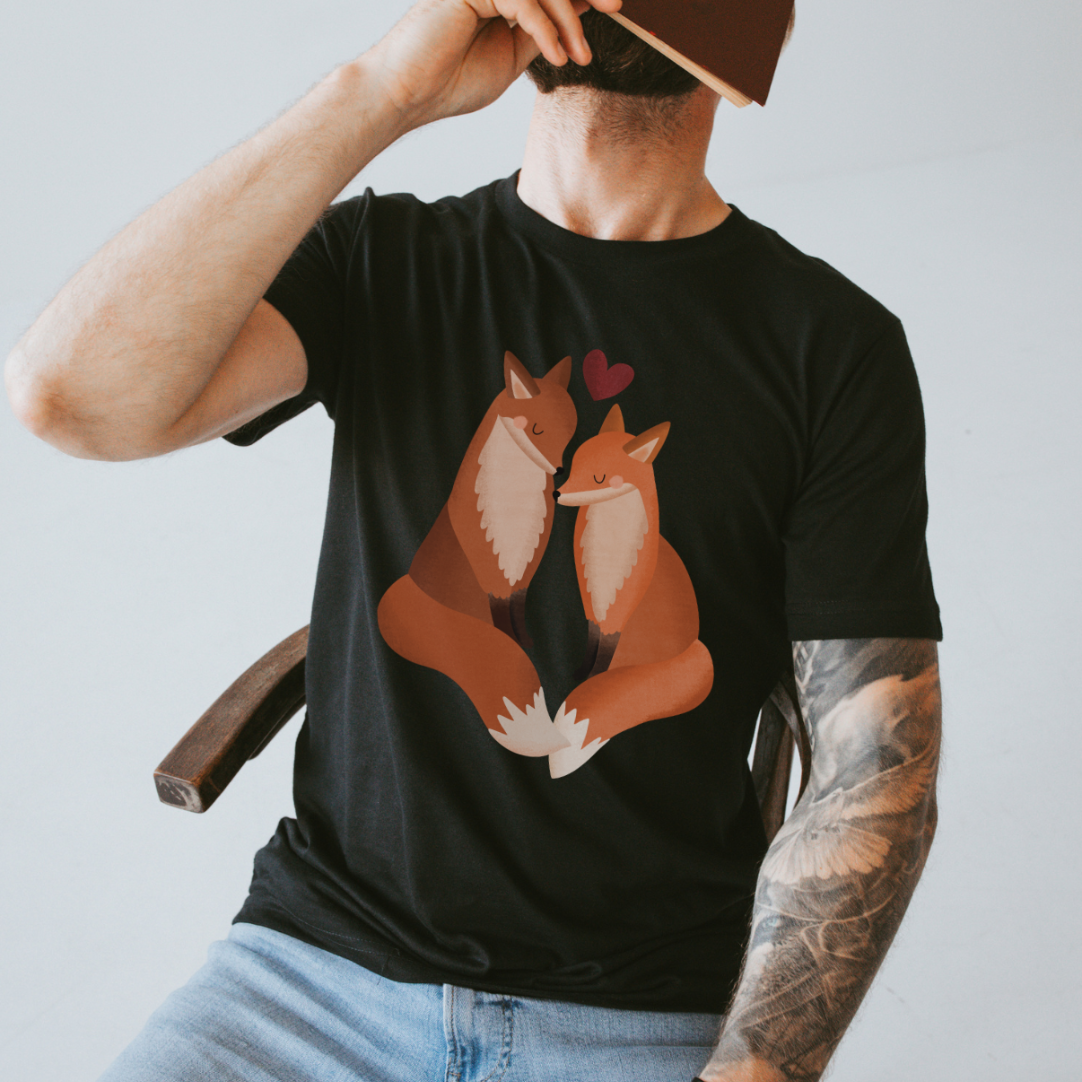 Camiseta Zorros Amor ALGODÓN ORGÁNICO - Camisa Pareja Regalo Zorro