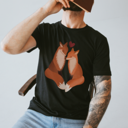 T-Shirt Foxes Love BIOLOGISCH KATOEN - Paar Shirt Fox Gift