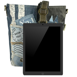 Sac bandoulière femme Sunsa. Sac bandoulière en jean et toile upcyclés. Sac à main style rétro vintage. Sac bandoulière pour femme.