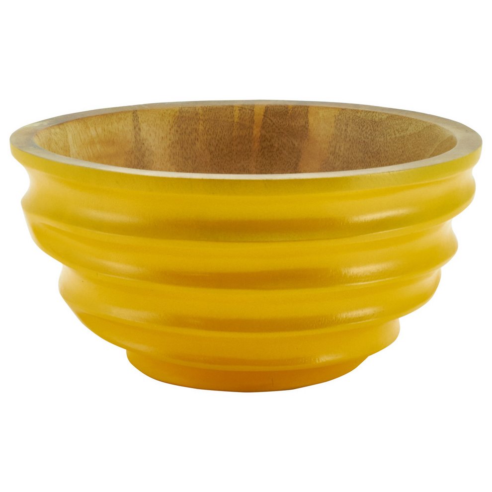 Wooden bowl - fruit bowl - salad bowl - model Twist - yellow