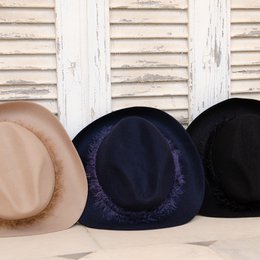 FELT HAT - mohair ribbon, unstitched edge